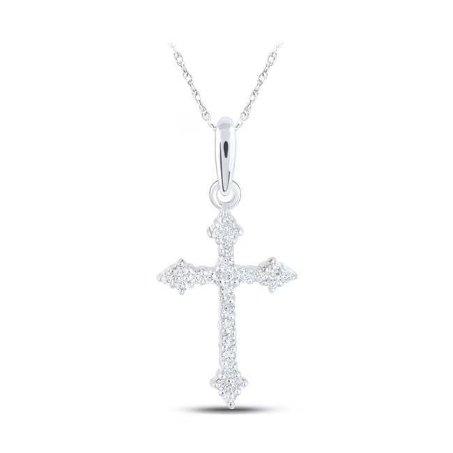 10K White Gold Diamond Cross Pendant Y893956