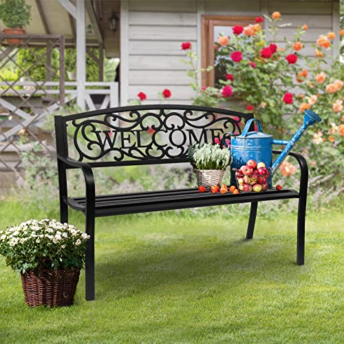 Black Metal Outdoor Bench H601