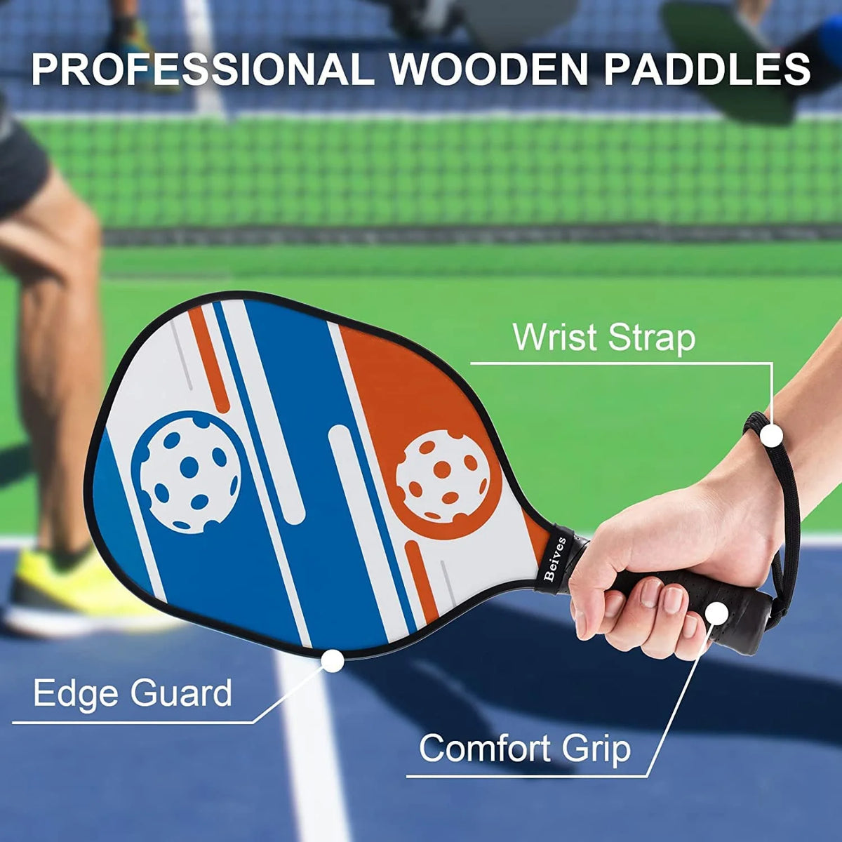 Multicolor Basswood Pickleball Paddles Set with Balls V753882