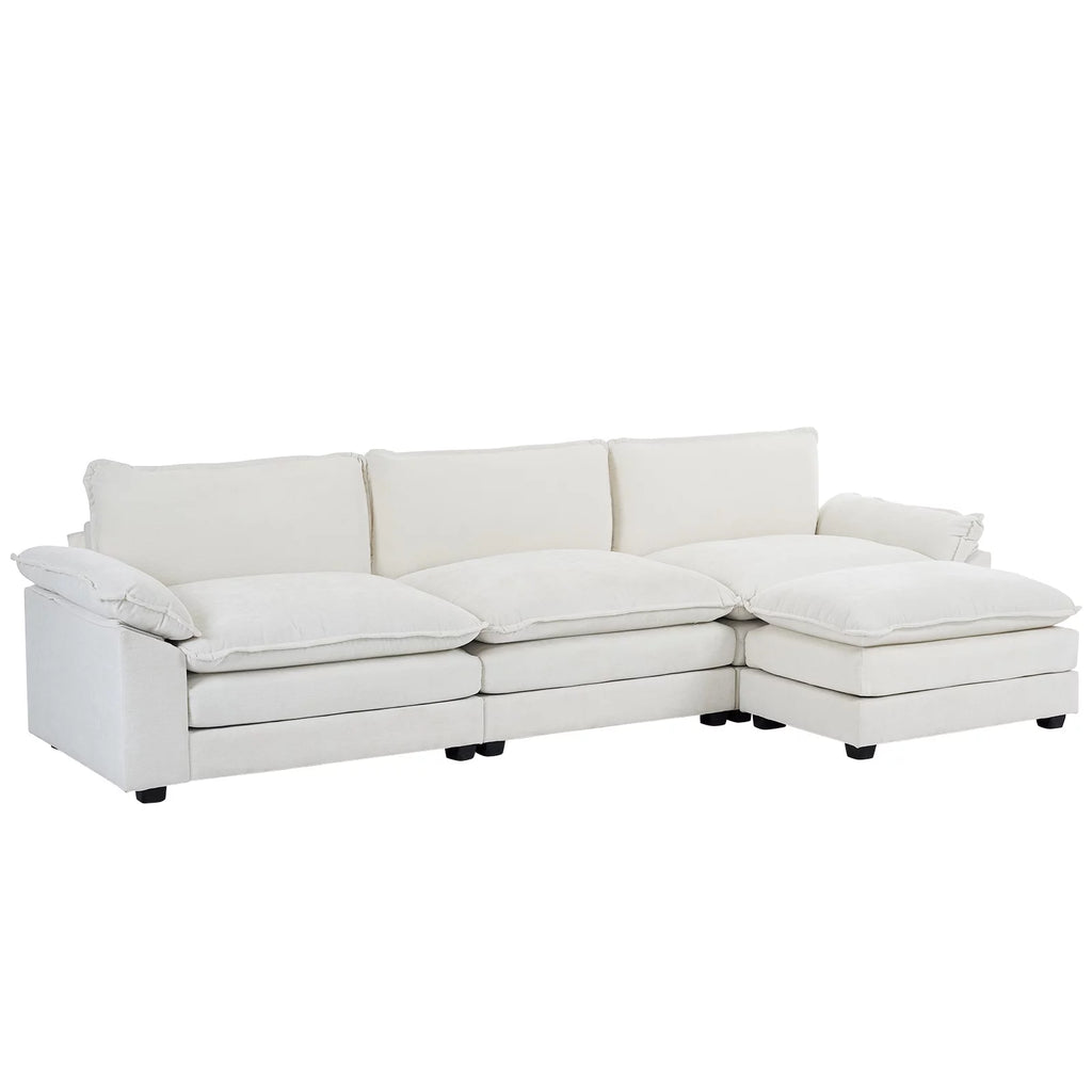 Dark Grey Chenille L Shaped Sectional Sofa with Ottoman K322408