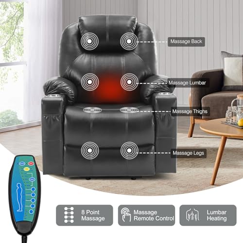 Grey PU Leather Power Lift Recliner Chair with Heat & Massage X1774
