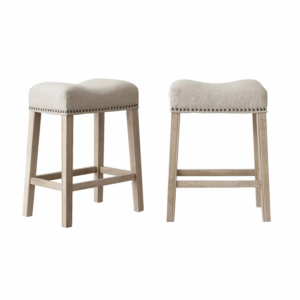 Gray Fabric Saddle Stool Set of 2 H4382