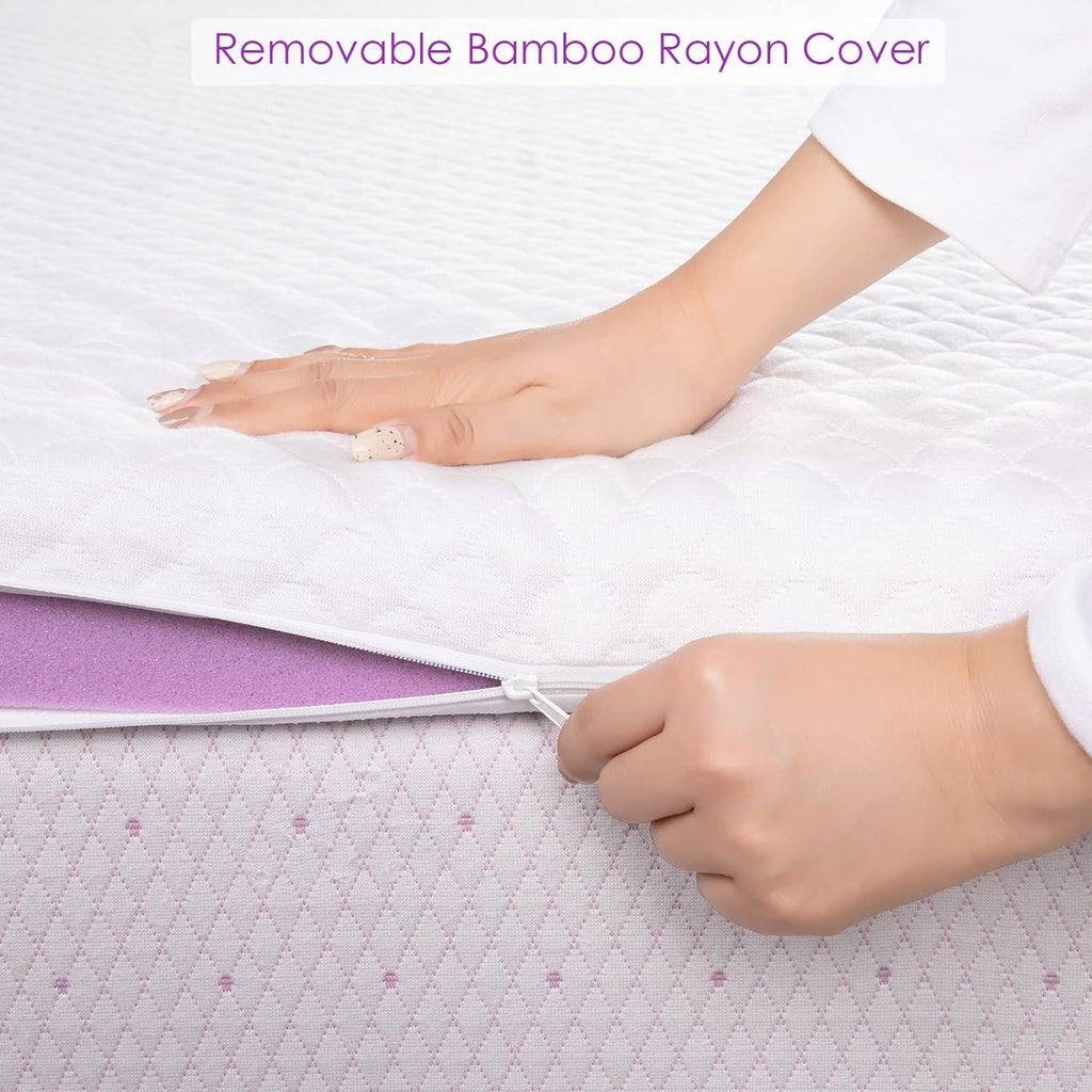 California King 3-Inch Lavender Memory Foam Mattress Topper with Removable Cover N21169