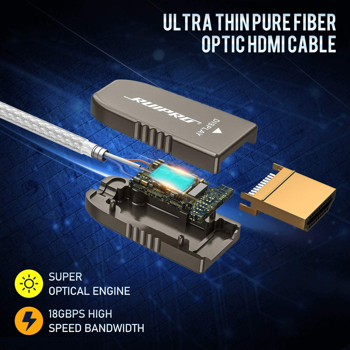 HDMI 2.0b Fiber Optic Cable 20ft 4K 60Hz 18Gbps Pack of 2 D80596