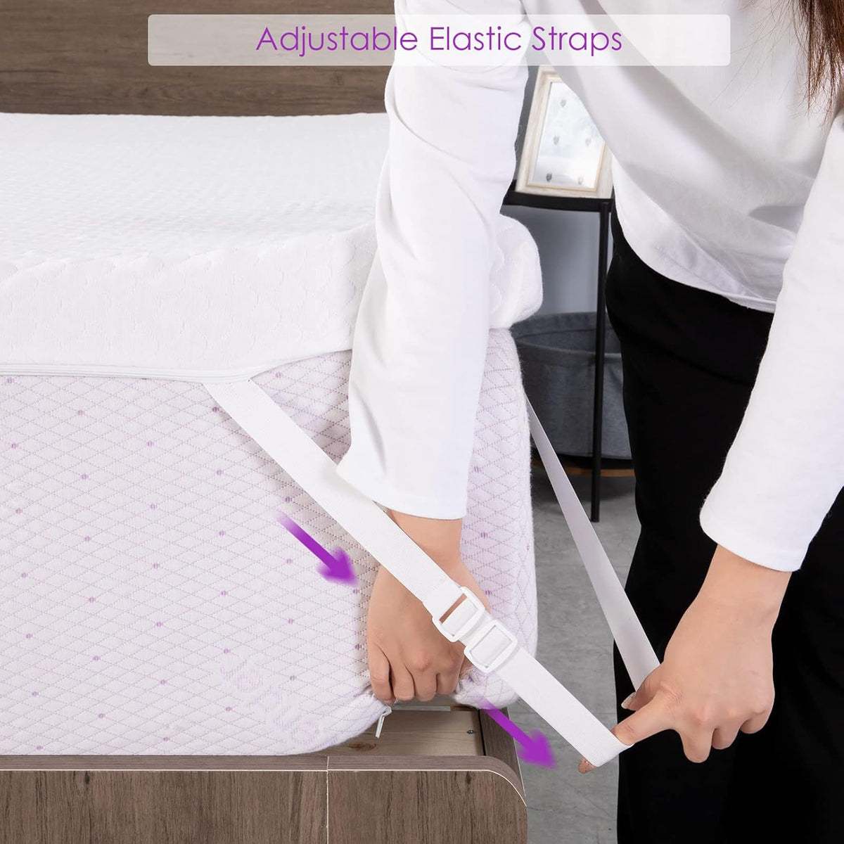 California King 3-Inch Lavender Memory Foam Mattress Topper with Removable Cover N21169