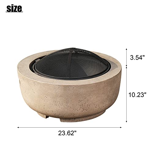 Brown Concrete Round Outdoor Fire Pit X9568