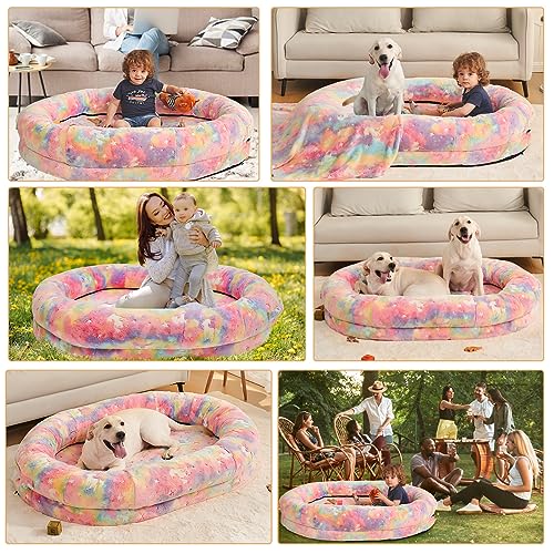 Large Black Faux Fur Fluffy Bean Bag Bed P27250