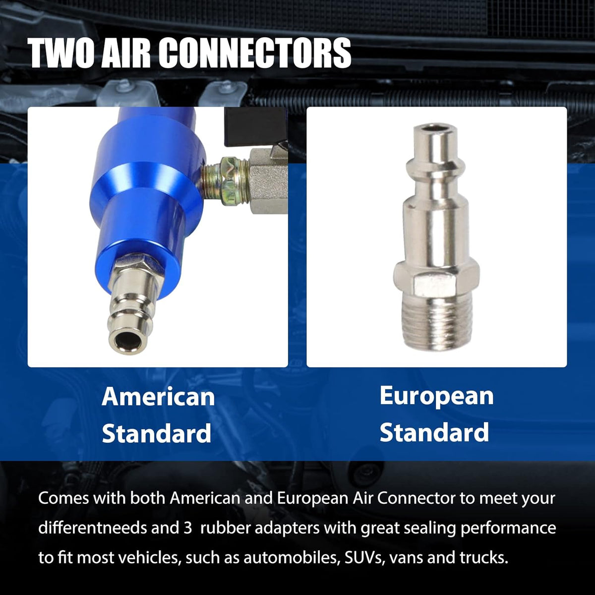 Coolant Vacuum Pressure Tester Filling Kit with Air Connector, Pack of 2 A354