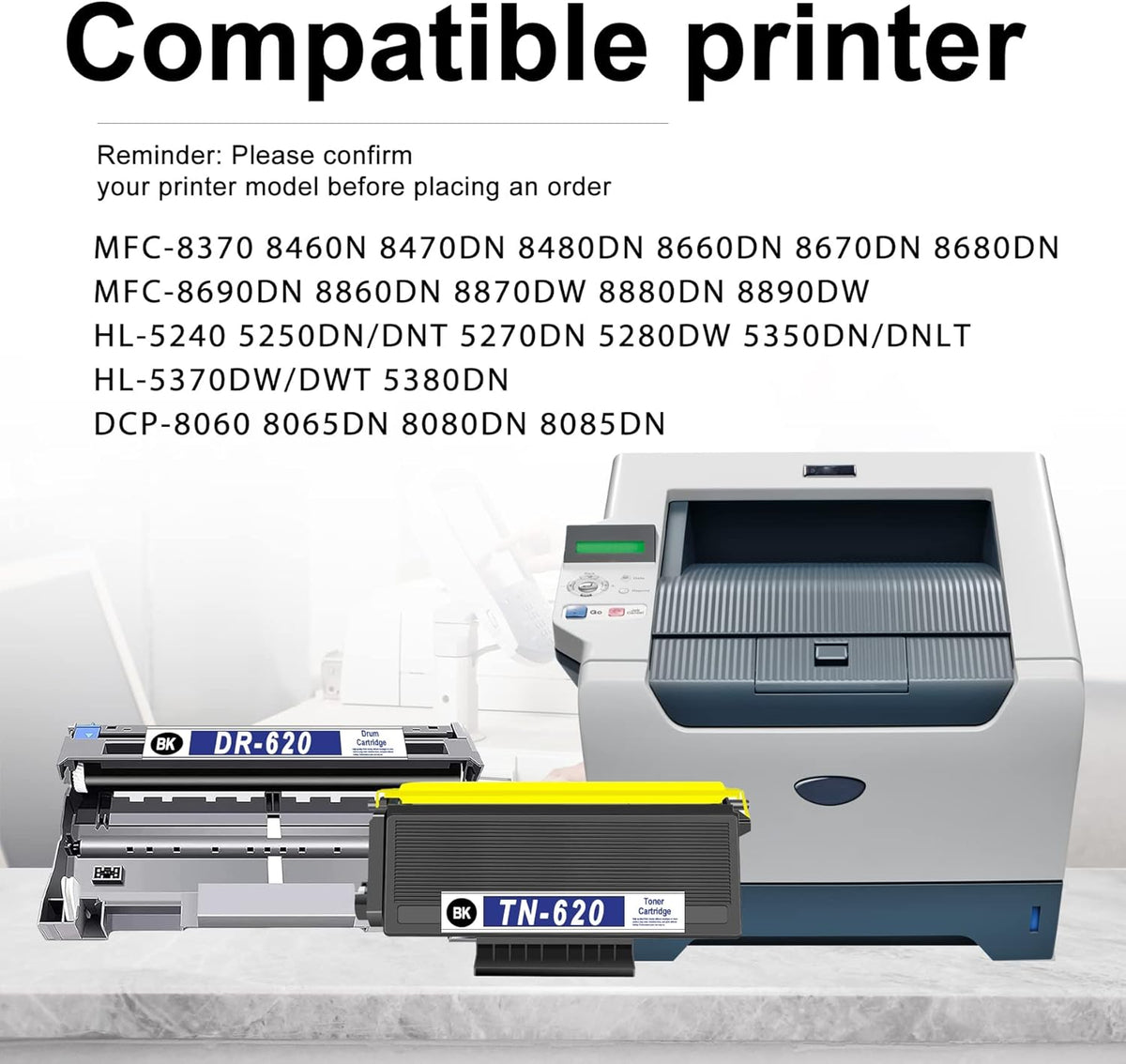 Compatible TN620 Toner Cartridge and DR620 Drum Unit 4-Pack D733134