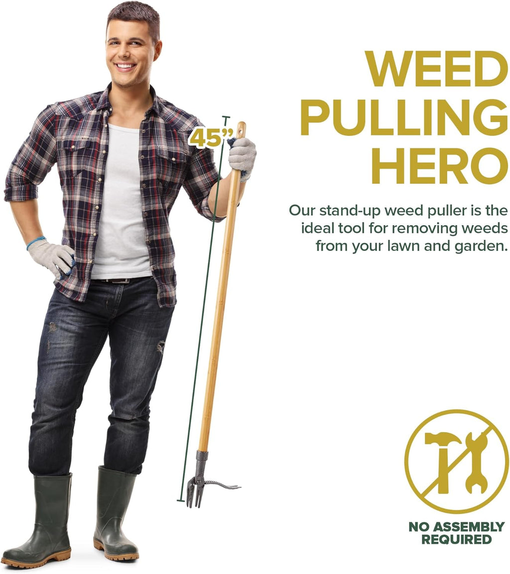 Stand Up Weed Puller Tool, Heavy Duty Weeding Tool with Long Handle W221