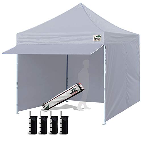 10 x 10 Pop up Canopy Tent with 4 Removable Sidewalls and Roller Bag White U934