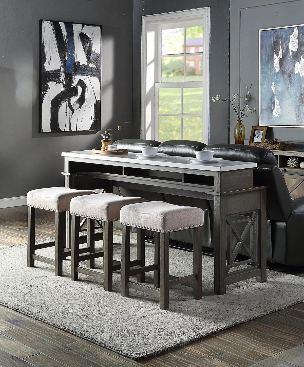 Beige Marble Dining Table Set N3176