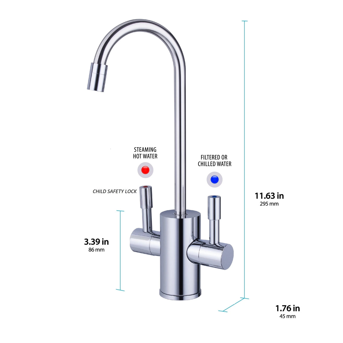 Digital Hot Water Dispenser 1300W with Brushed Nickel 2 Handle Faucet D843504