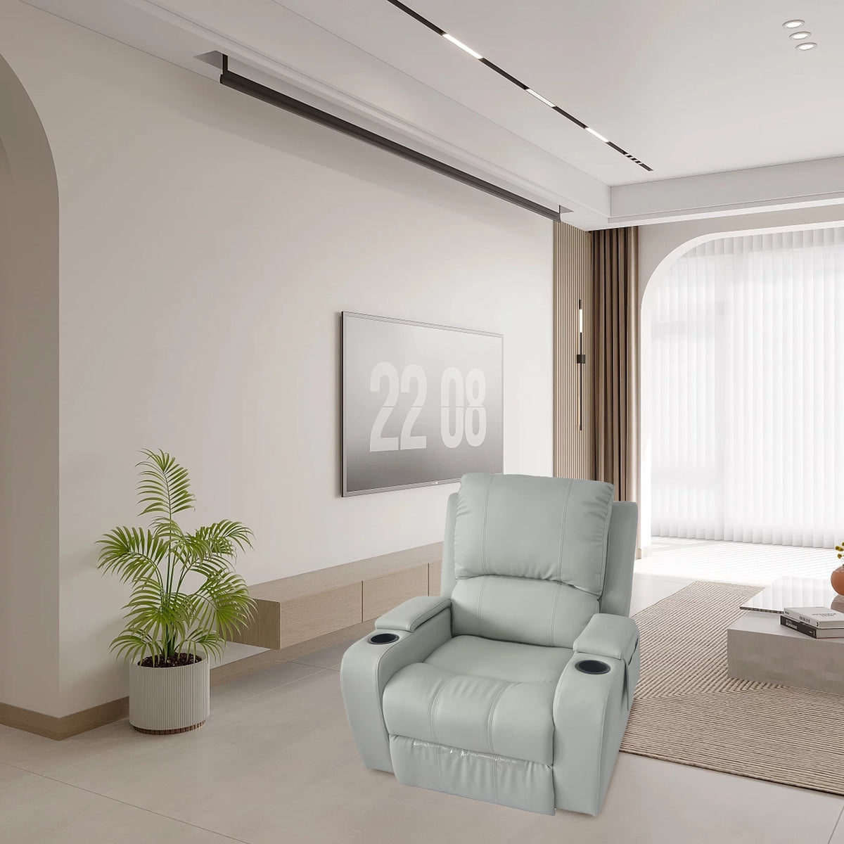 Gray PU Leather Recliner Chair with Storage B5613