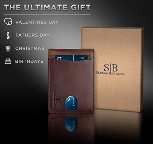 RFID Blocking Slim Bifold Genuine Leather Front Pocket Wallets with Money Clip Y585