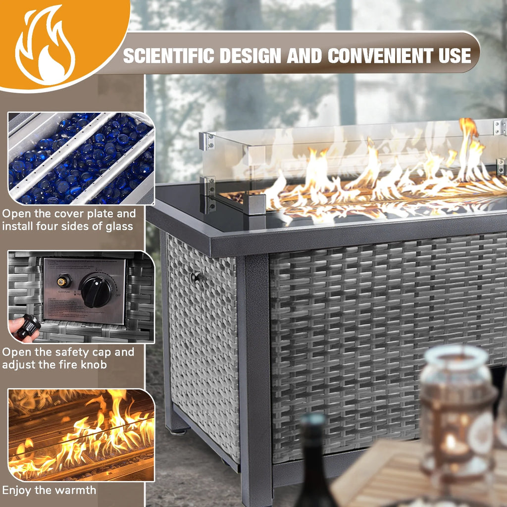 Propane Fire Pit Table with Wind Guard C387316