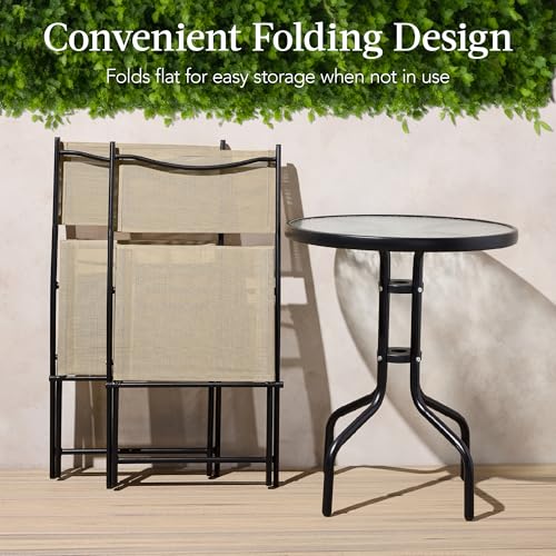 3-Piece Patio Bistro Dining Furniture Set with Glass Tabletop R536