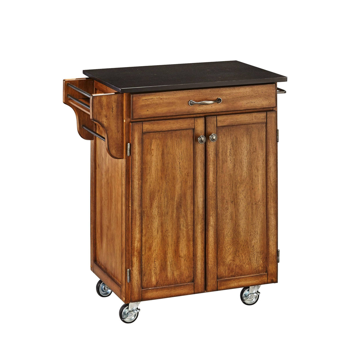 Warm Oak Kitchen Cart with Black Granite Top H768734