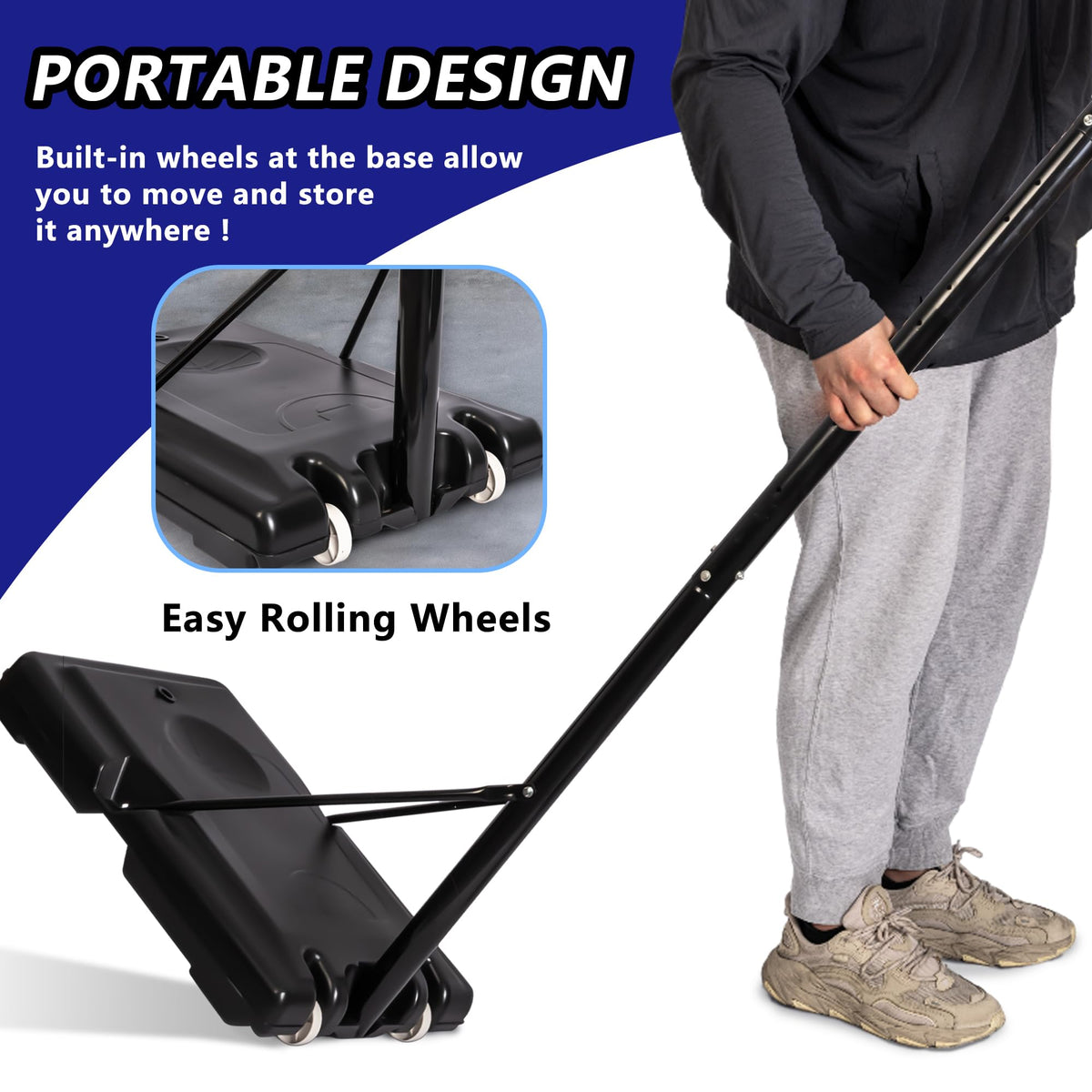 Portable Basketball Hoop System, Height Adjustable 4.4ft - 10ft, 45 inch PC Backboard E109994