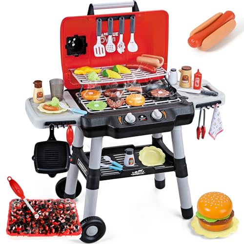 Kids BBQ Grill Playset with Smoke Sound Light E766421