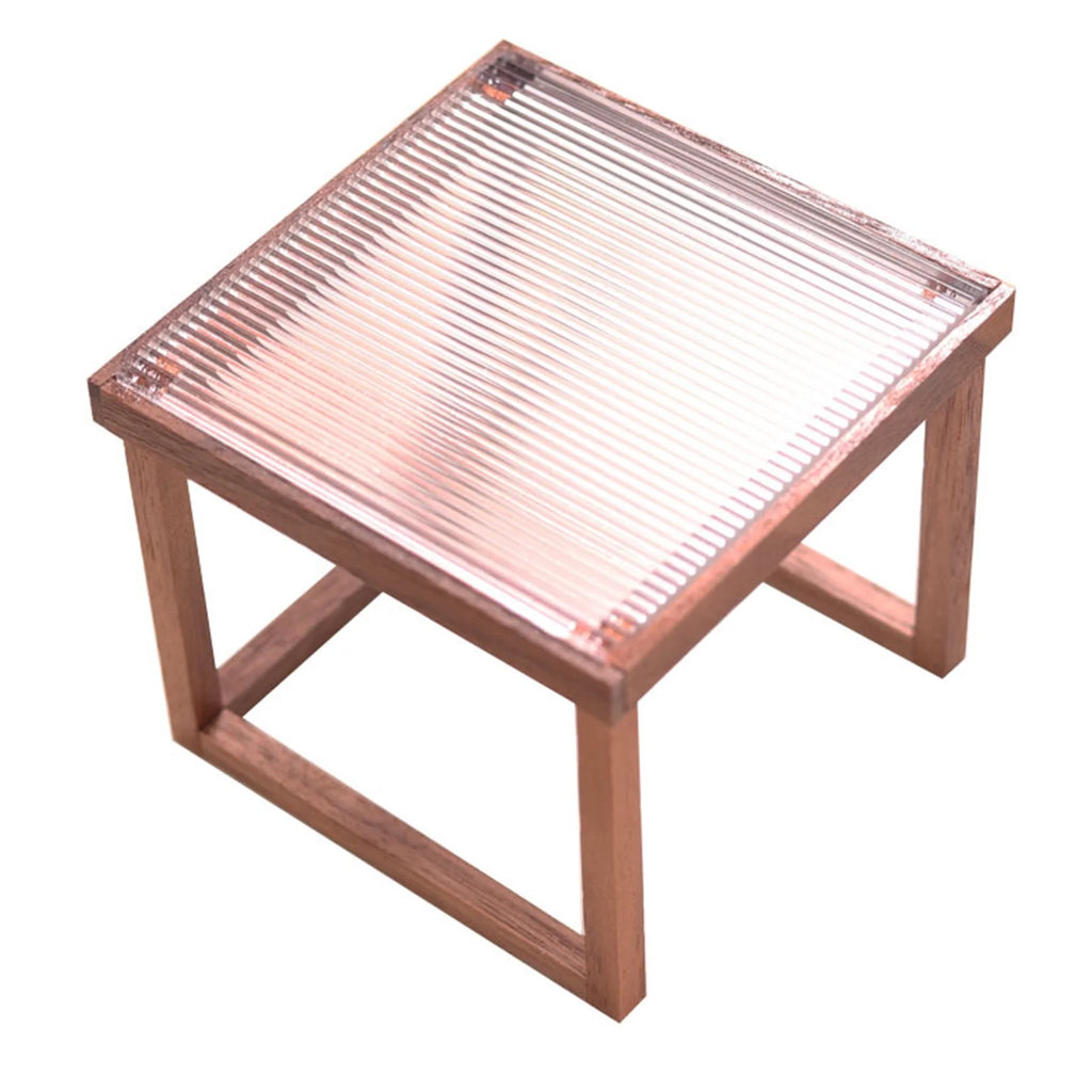 Mini Table Acrylic Black Walnut Wood for Doll House U173946