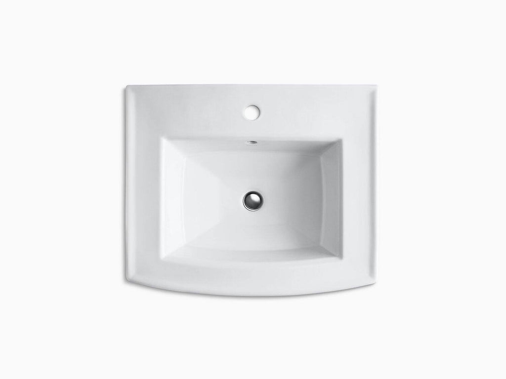 Black Pedestal Bathroom Sink with Single Faucet Hole I63940