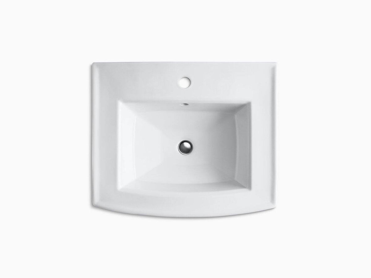 Black Pedestal Bathroom Sink with Single Faucet Hole I63940