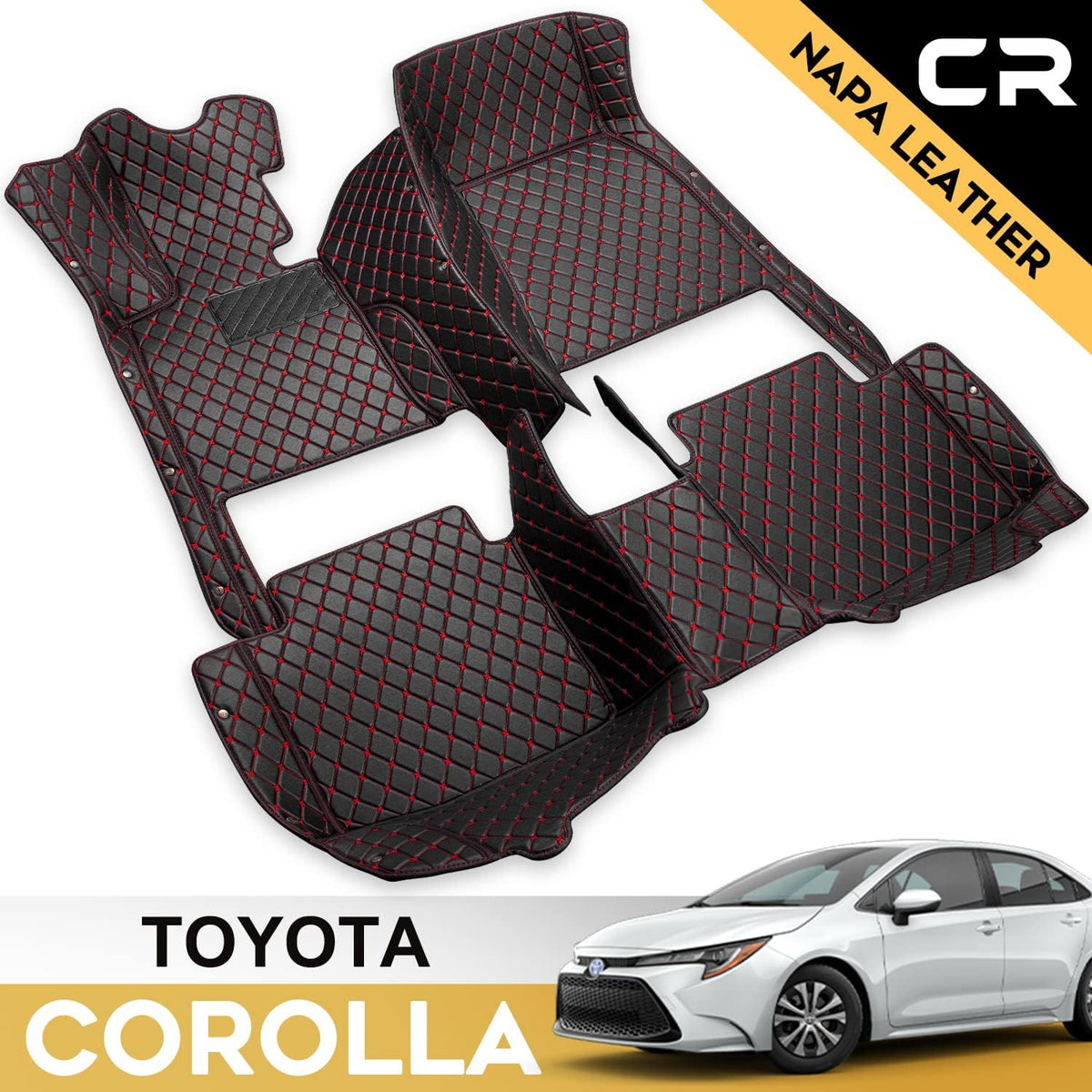 Leather Car Floor Mats 1st & 2nd Row Black N358