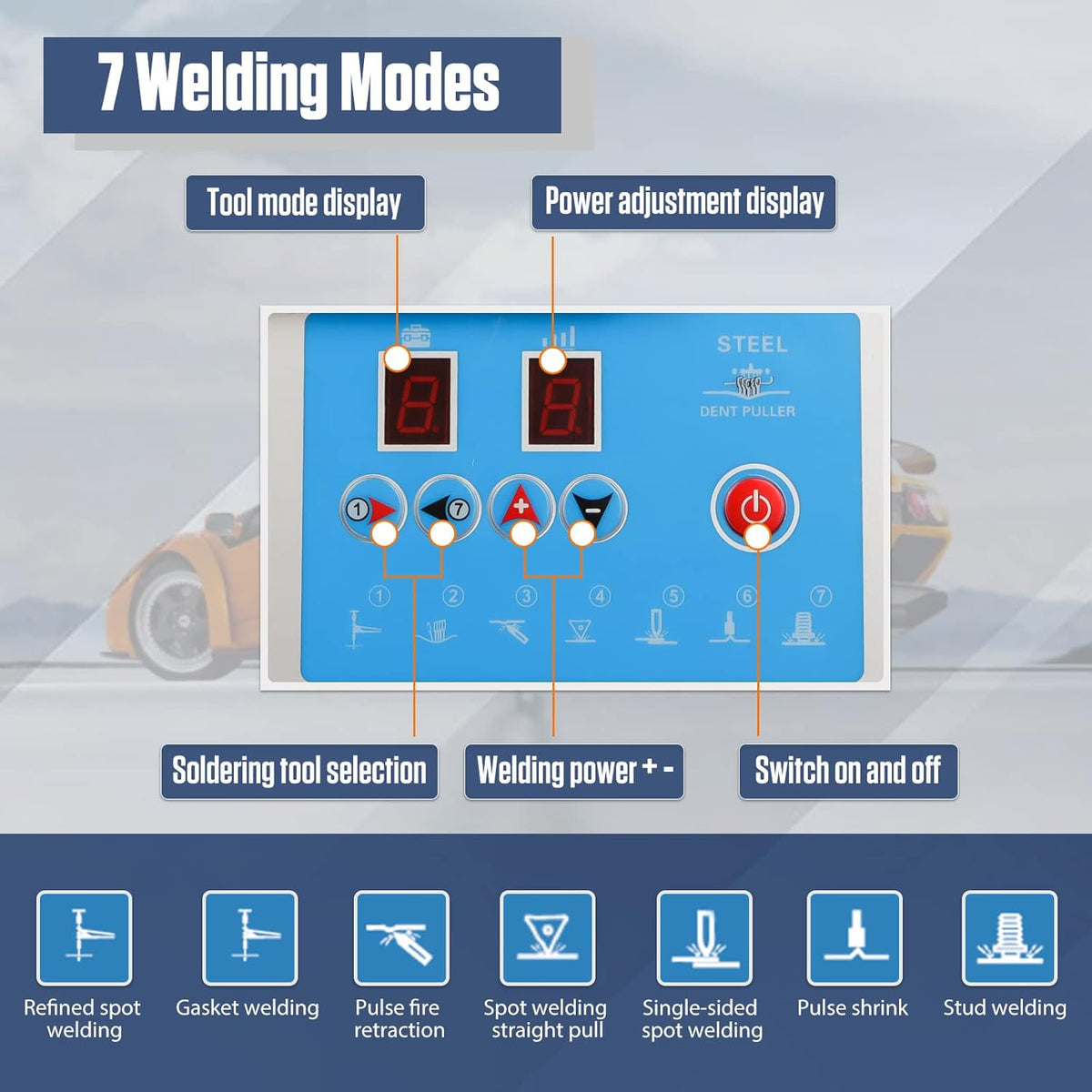110V 1600W 7 Modes Stud Welder Dent Repair Kit G897