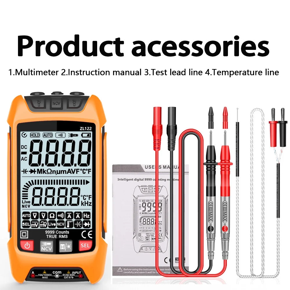 True RMS Digital Multimeter with LCD Backlight Display F603