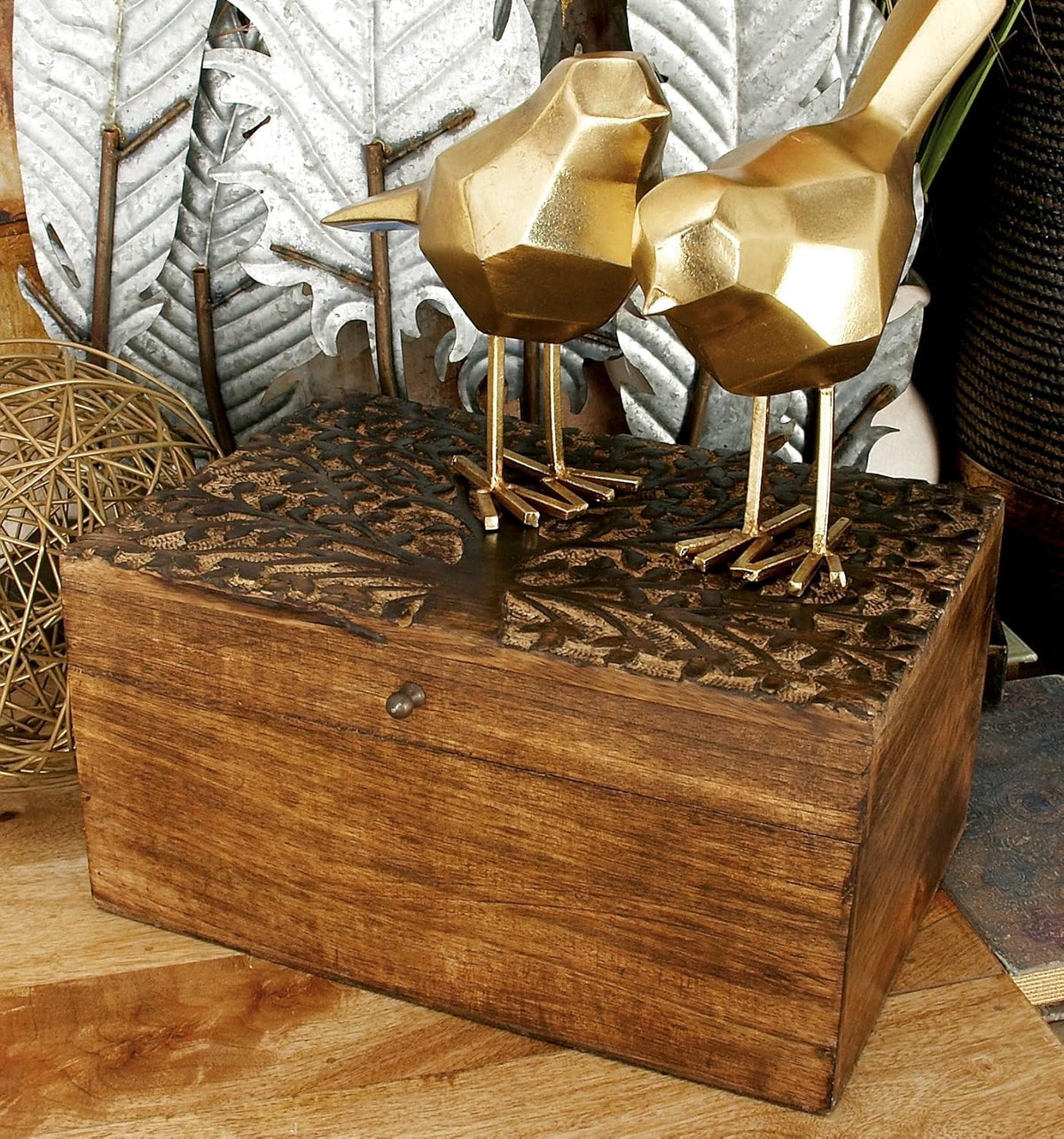 Wood Carved Box Set of 3 Z350