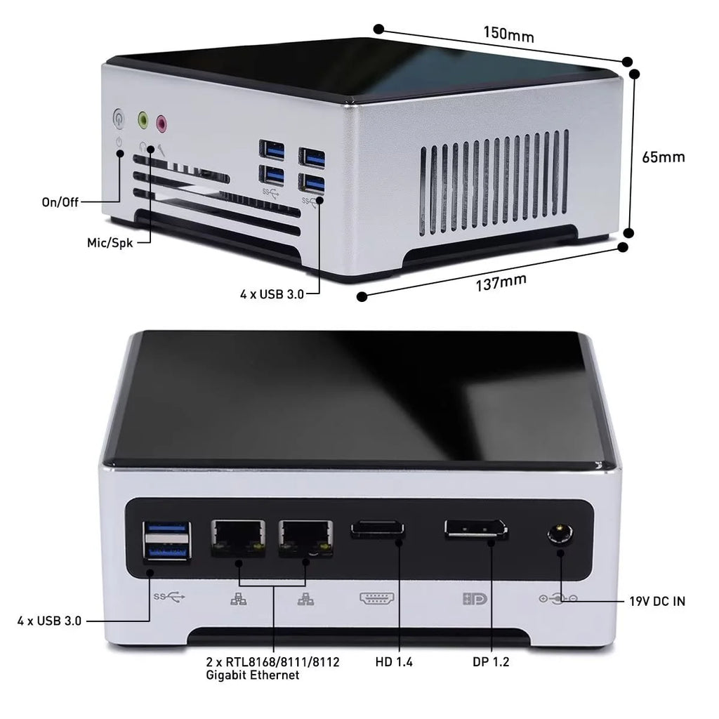Mini PC Desktop DDR4 Octa Core i9 64GB RAM 1TB SSD Windows 11 Pro K7618