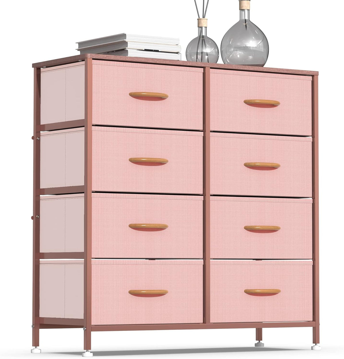 8 Drawer Vertical Dresser with Steel Frame and Fabric Bins K125