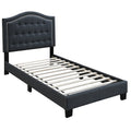 Twin Burlap Fabric Upholstered Bed Frame with Slats Q281