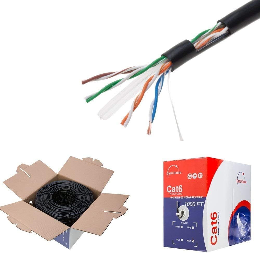 Plenum CAT6 1000FT CMP Cable Blue Solid 23 AWG Bulk Box Networking Wire M4129