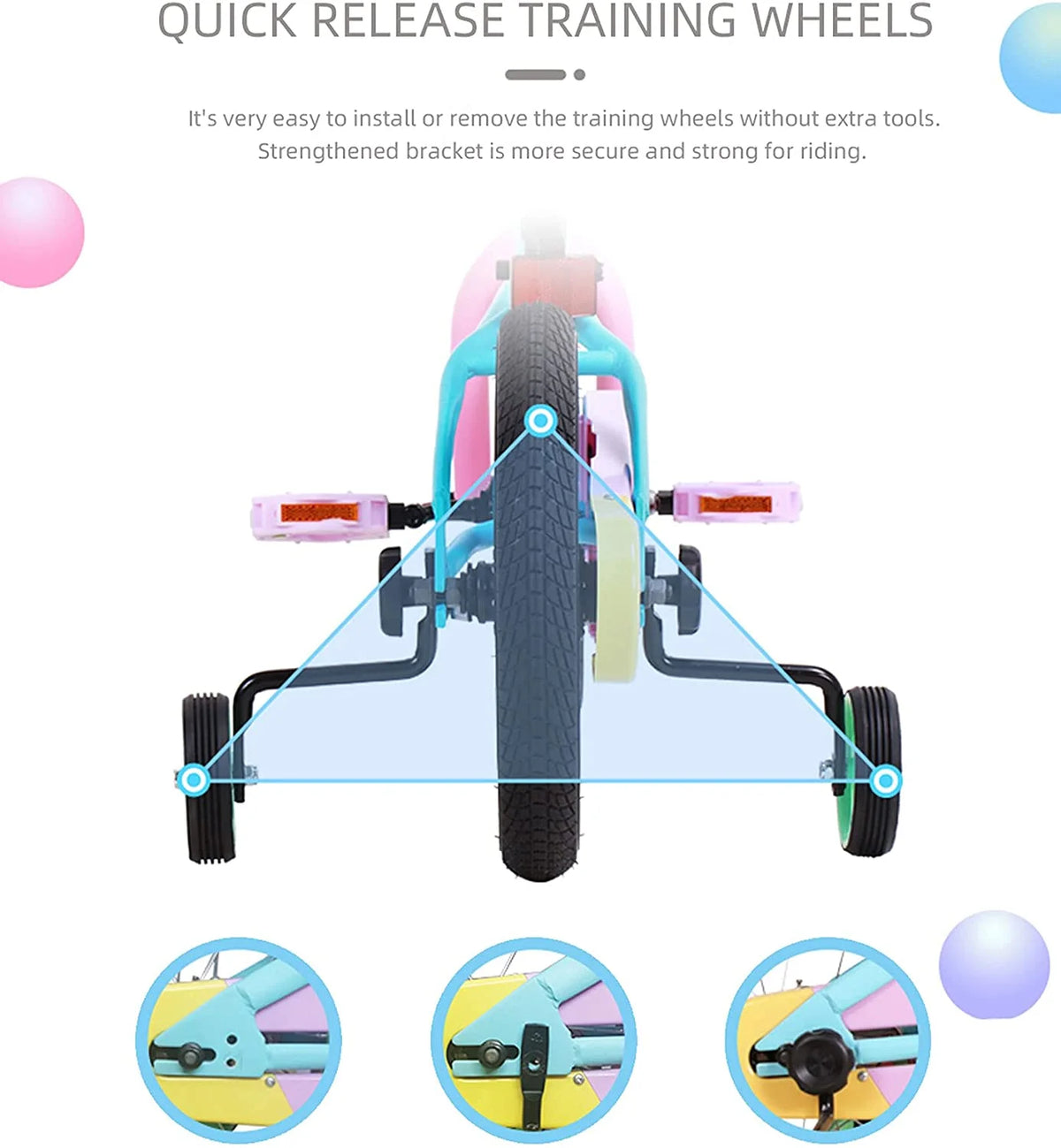 Rainbow Kids Bike with Basket, Training Wheels & Coaster Brake S80333