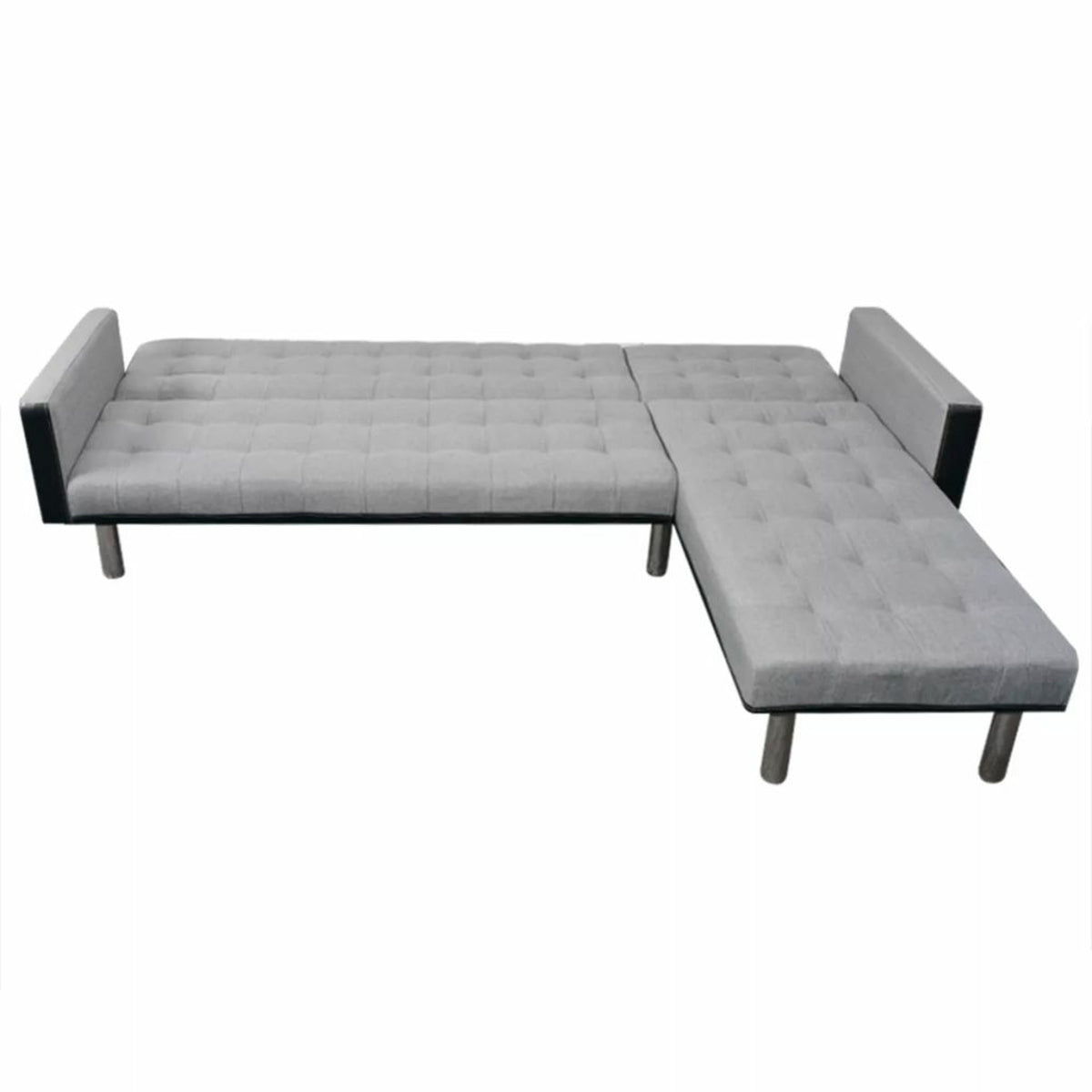 L-shaped Sofa Bed Fabric Black and Gray S649610