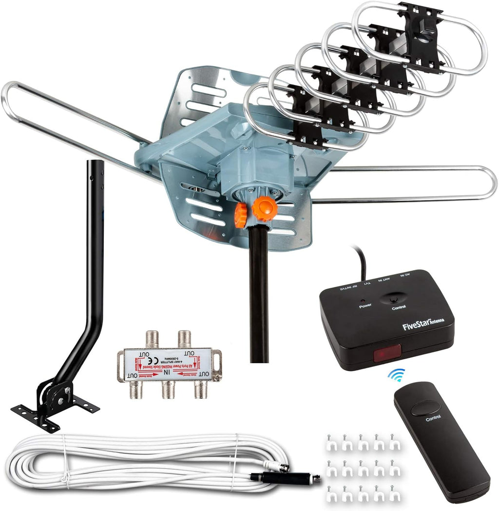 Amplified Digital Outdoor Antenna 150 Miles Range 360 Degree Rotation Z722