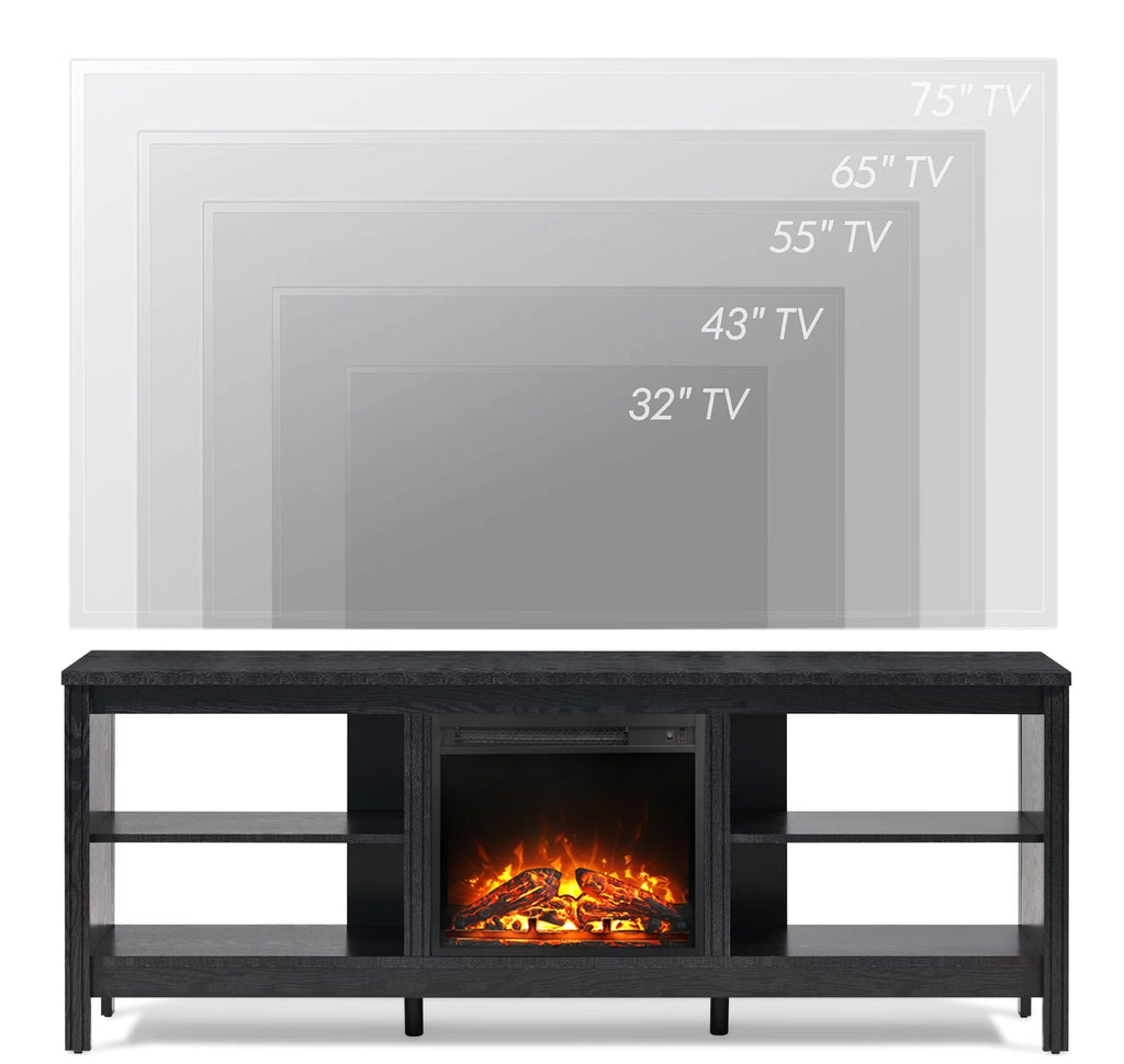 Black Fireplace TV Stand with LED Lights I902