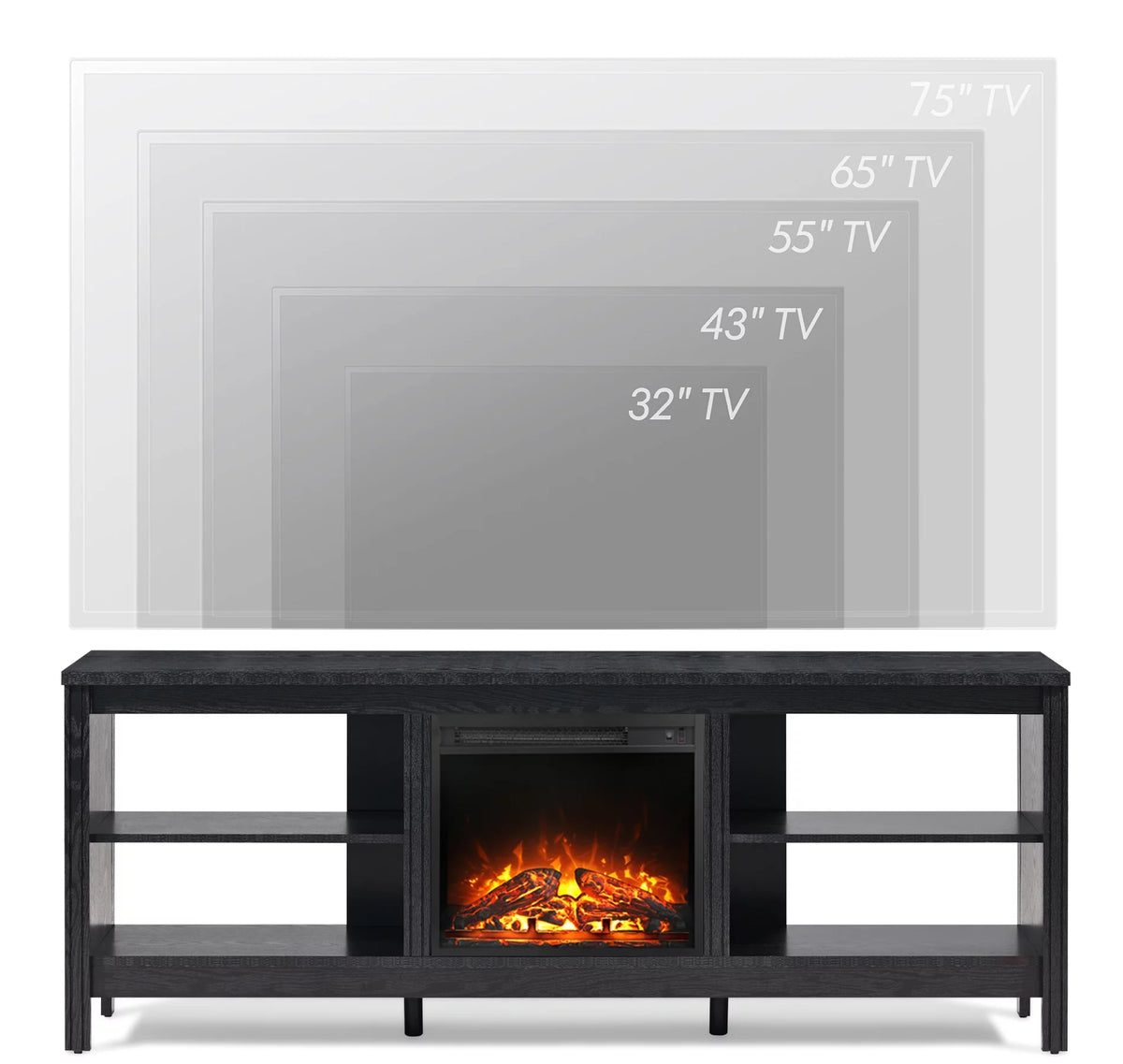 Black Fireplace TV Stand with LED Lights I902