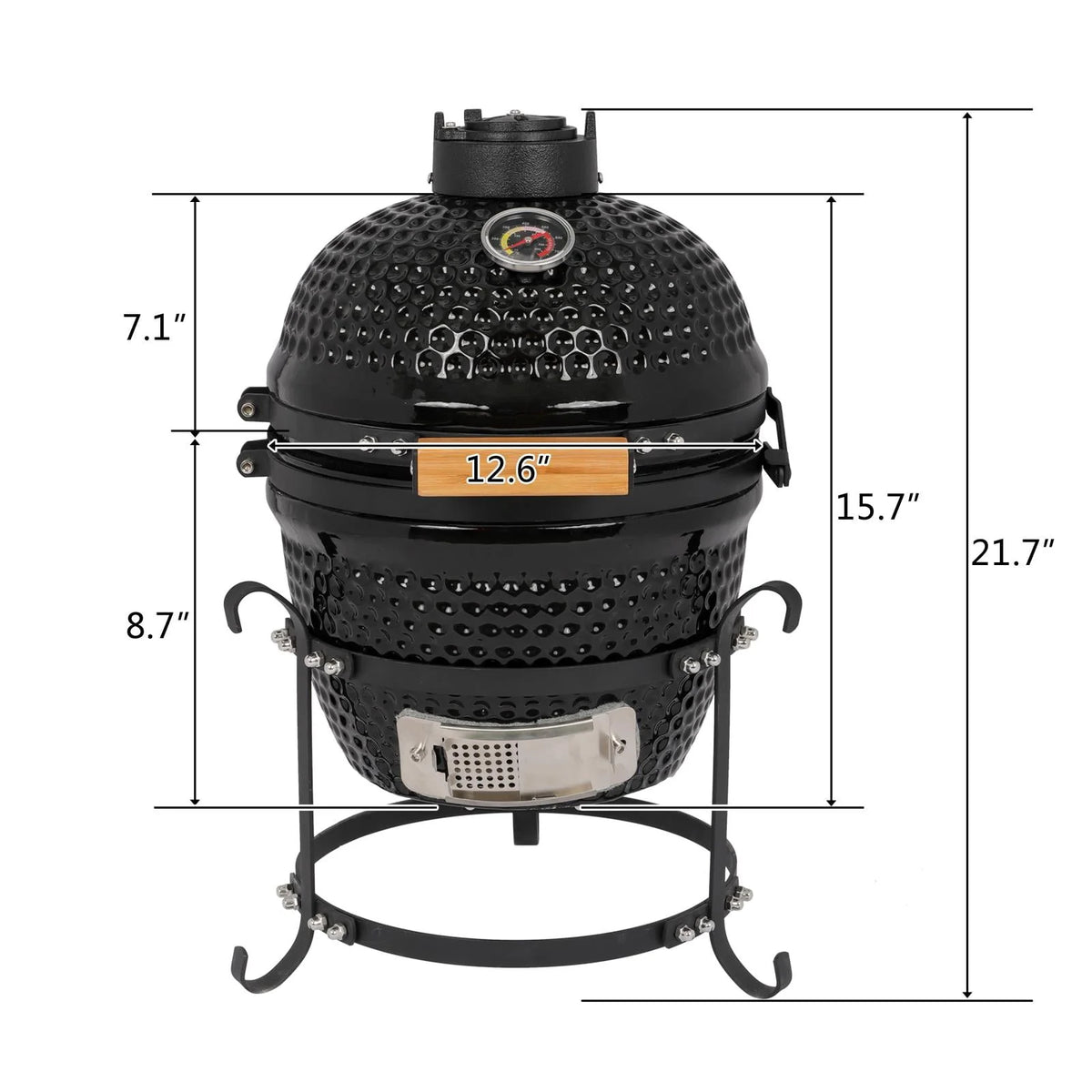 13in Black Ceramic Charcoal BBQ Grill D23073