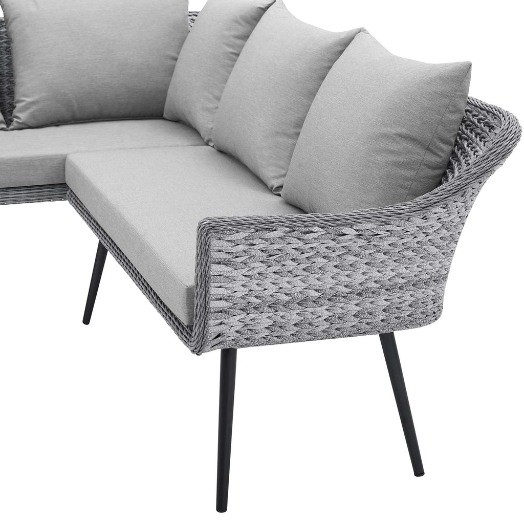 Grey Rattan Sectional Sofa U156