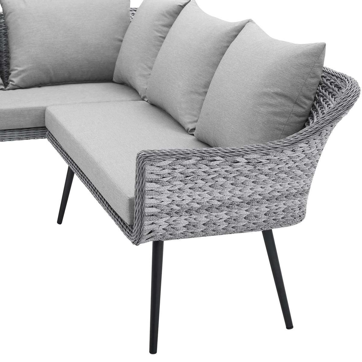 Grey Rattan Sectional Sofa U156