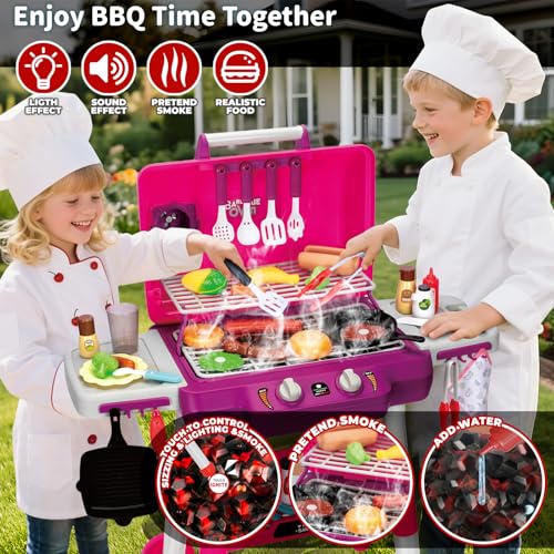 Kids BBQ Grill Playset with Smoke Sound Light E766421