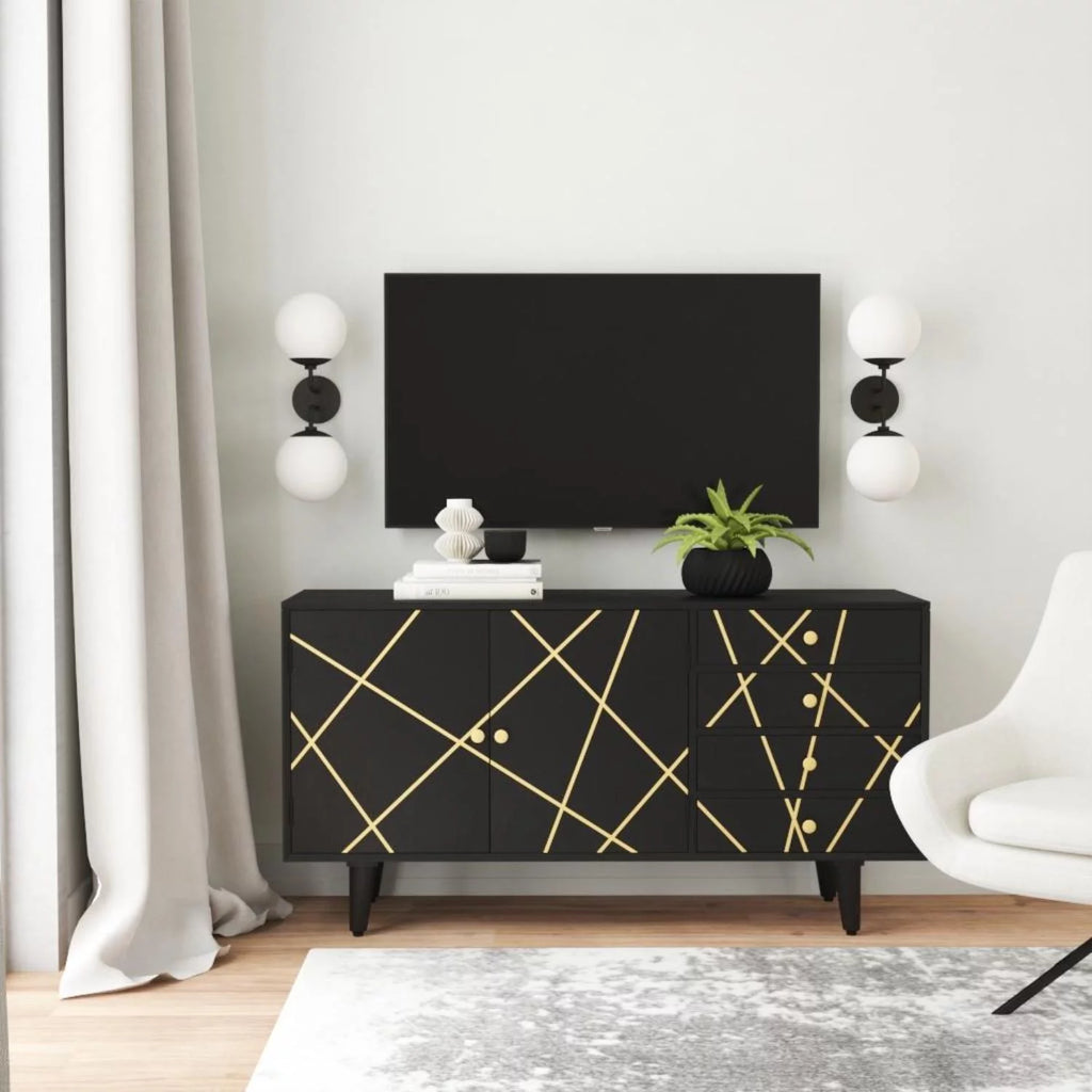 Mango Wood Console Table With Black Finish G949428