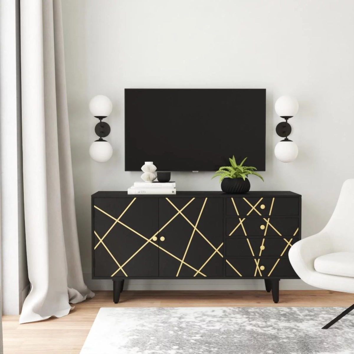 Mango Wood Console Table With Black Finish G949428