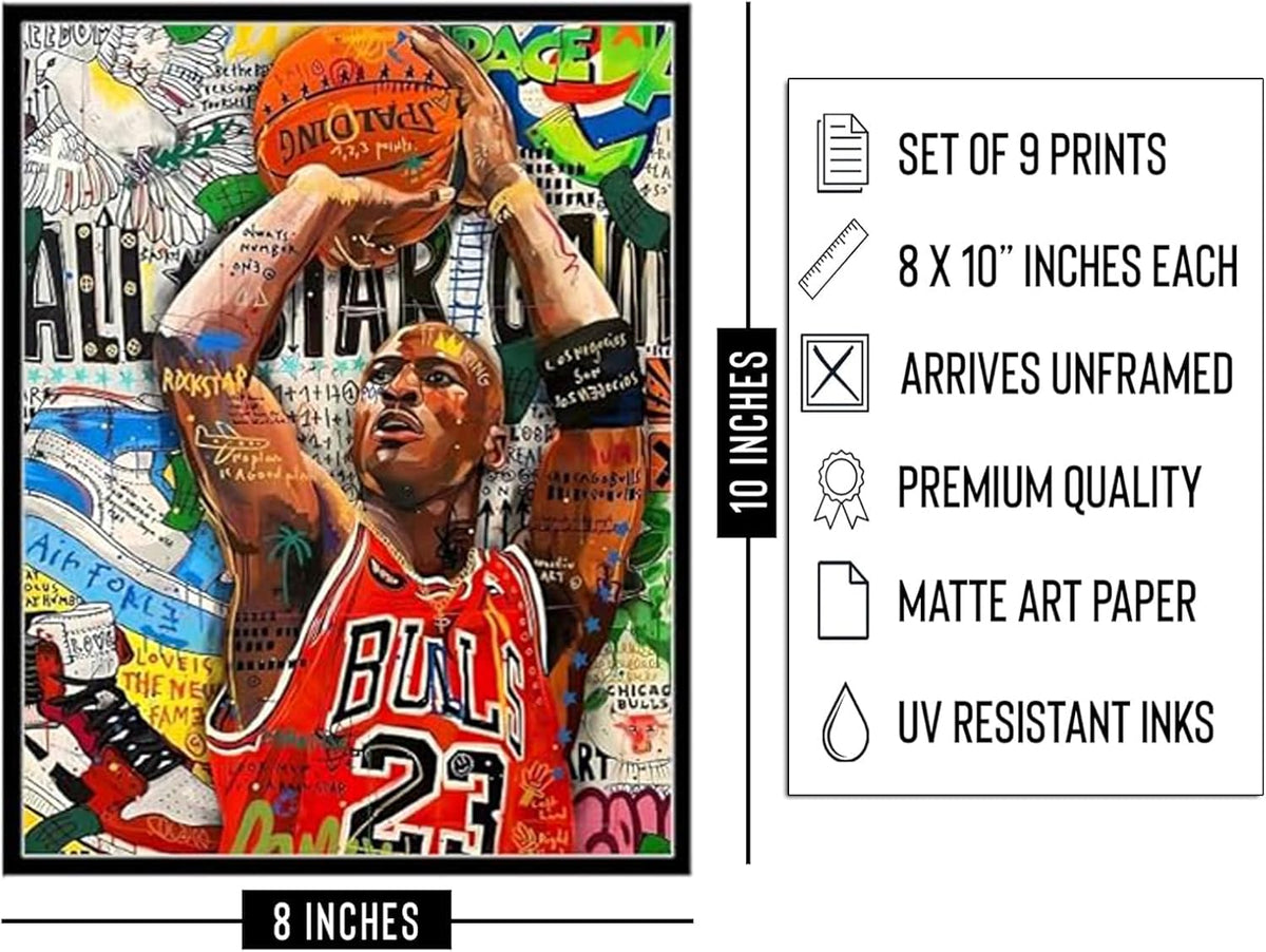 Set of 9 Unframed 8"x10" Basketball Sports Poster F6142
