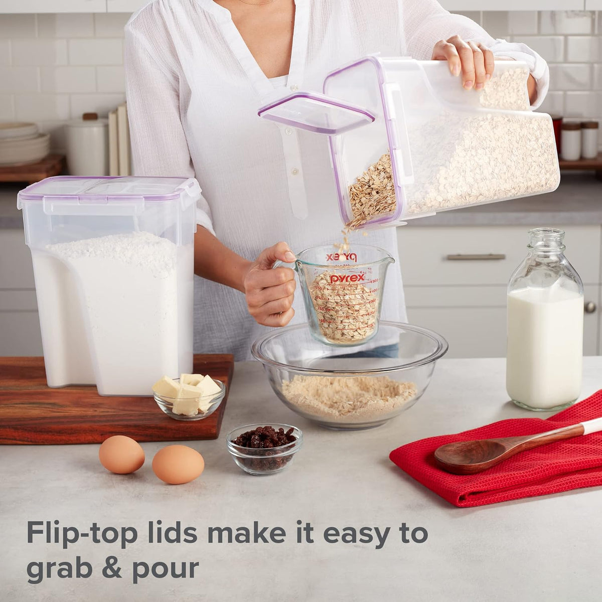 2-Pack (22.8 Cup) Cereal Dispenser Storage Containers with Flip-Top Lid, BPA Free Plastic T68624