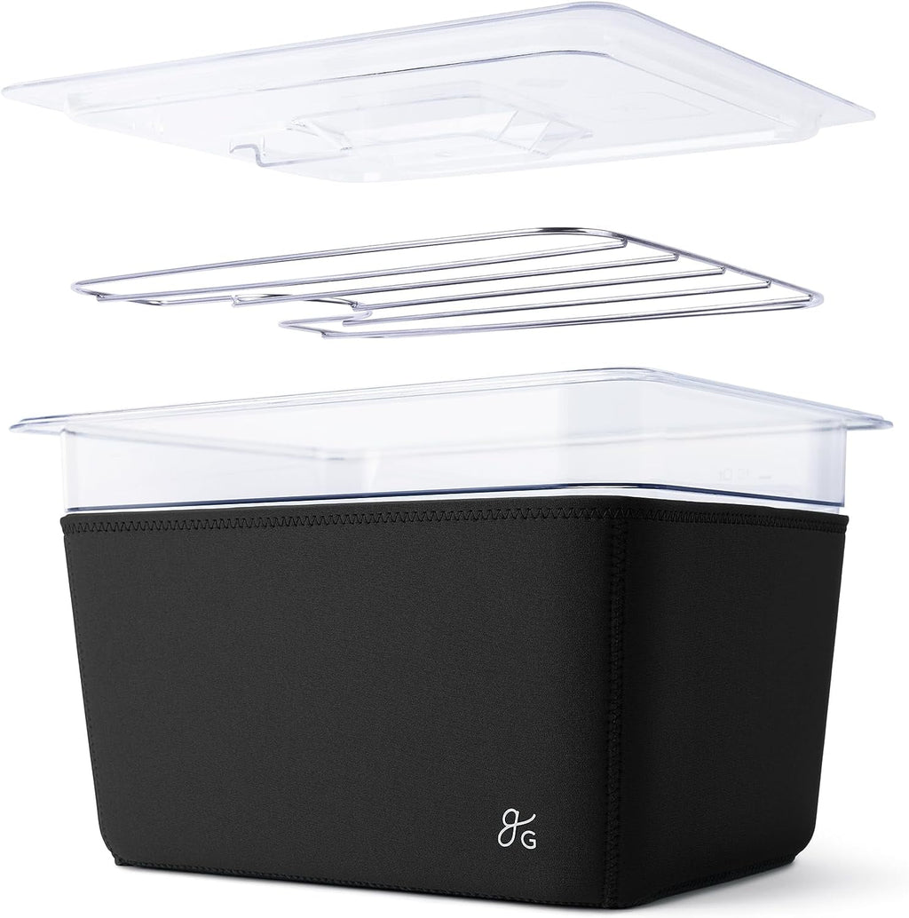 1100 Watt Sous Vide Cooker with Plastic Container, Lid, and Neoprene Sleeve L8028