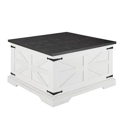 Farmhouse Lift Top Coffee Table, 31.5" Square Wood Center Table with Hidden Storage Compartment J2106